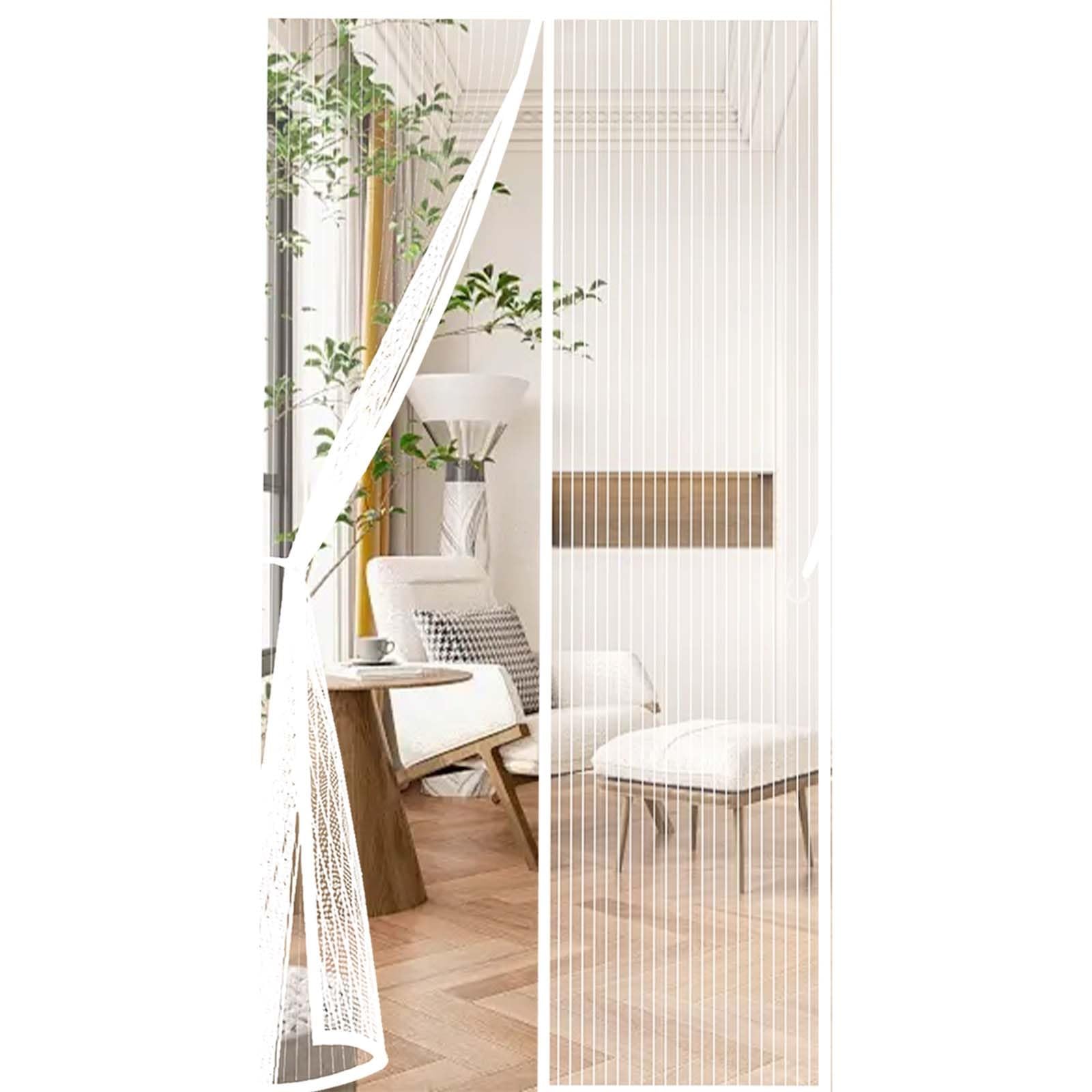 Fly Screens for Doors 121 x 225 cm Powerful Magnets and Full Frame Magic Tape, No Drill Installation Anti Mosquito Mesh Fly Curtain Hundreds of Sizes, Lets Fresh Air in, White