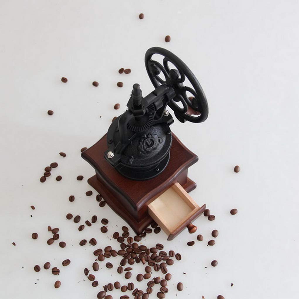 Stile Vintage Macina caffè Manuale, Macinacaffè Manuale Antico Macinacaffè in Ghisa con Impostazioni di Macinatura e Cassetto di Presa