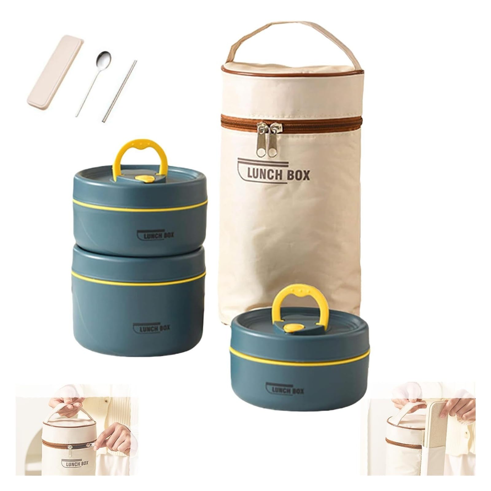 Tragbares, isoliertes Lebensmittel-Lunchbehälter-Set