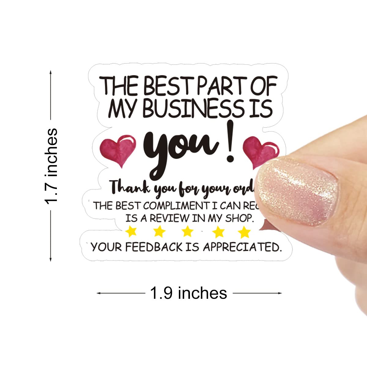 Naklejki z napisem "The Best Part of My Business is You", naklejki z podziękowaniami, ręcznie robione, małe naklejki sklepowe, naklejki na koperty dla małych firm, sprzedawców internetowych, towary