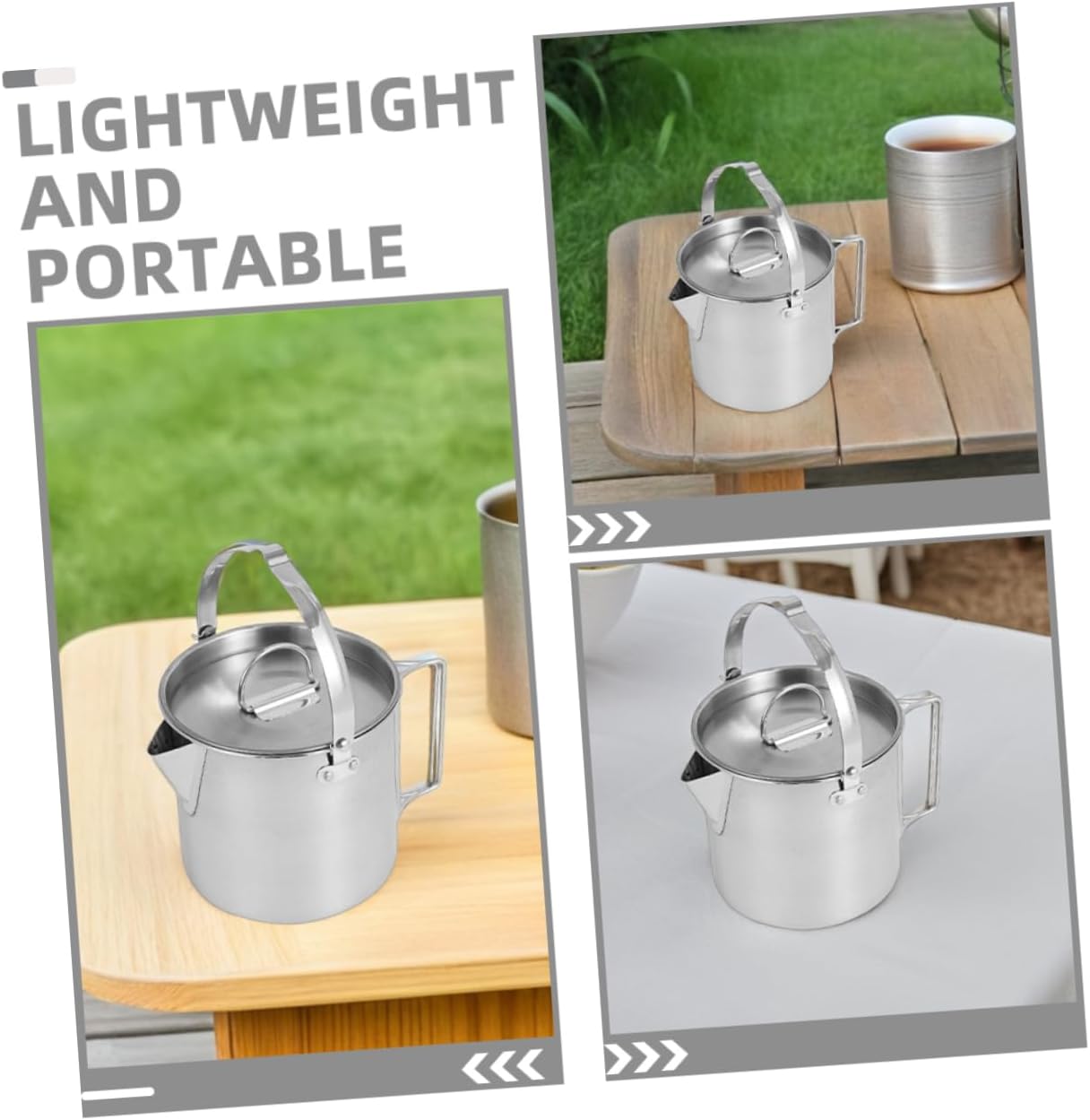 Happyyami Portable Outdoor Coffee Pot Stainless Steel Kettle for Camping Fast Heating Teapot for Hiking Picnics and Travel Convenient Hanging Design for Efficient Use