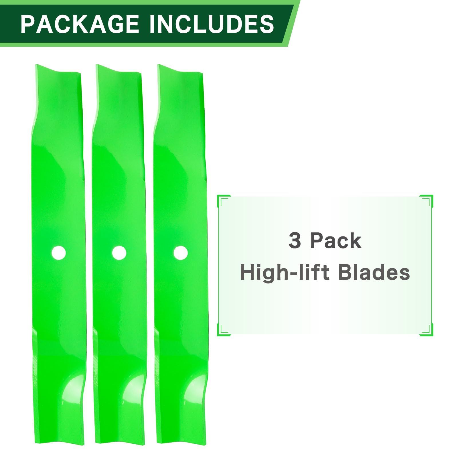 Paquete de 3 cuchillas para cortacésped 742-04415 942-04415 para cubiertas de corte Cub Cad y 60 pulgadas M60 Tank 60 PRO Z100 02005019 01005338 (elevación alta)