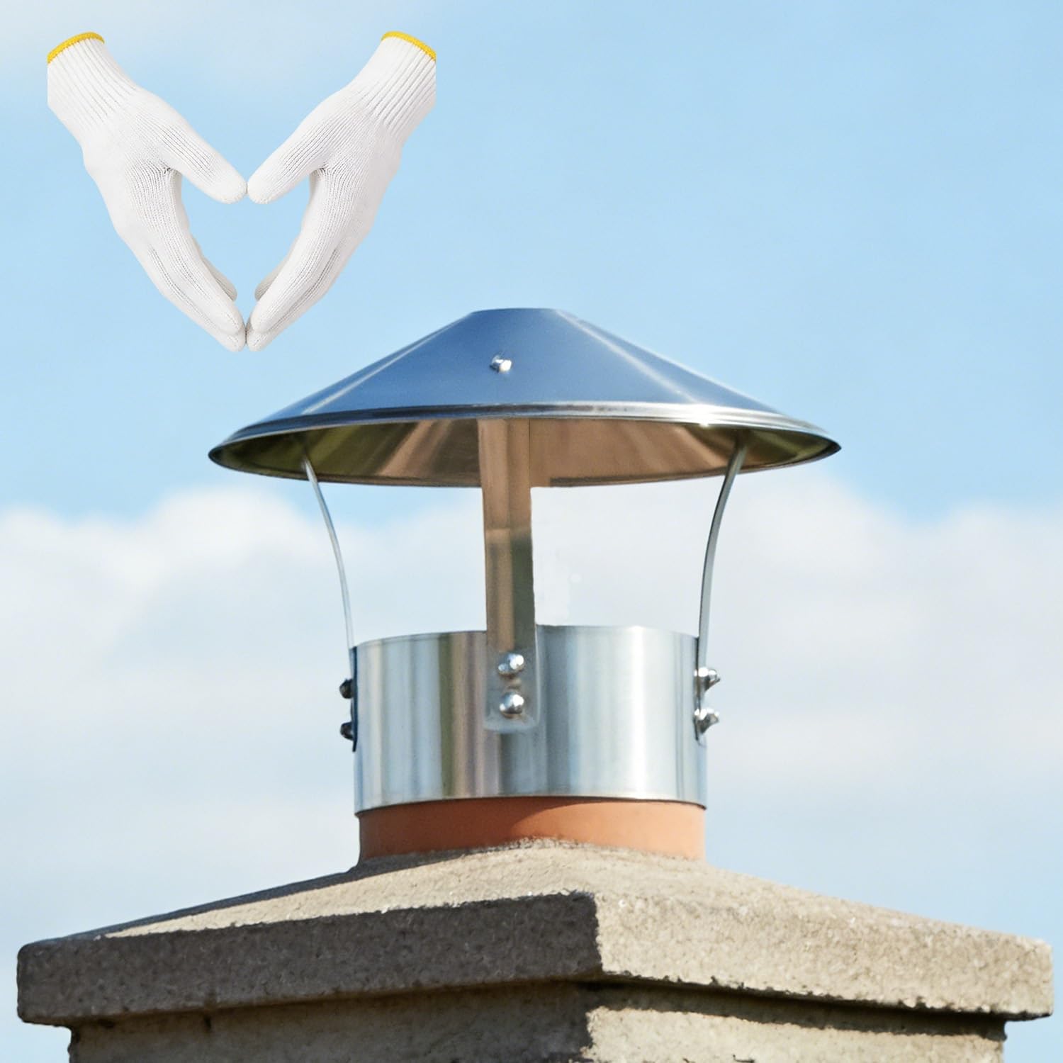 MYXJGNAIY Chimney Cover Stainless Steel Chimney Cap Round Rain Exterior Stove Pipe Topper 75mm/3inch-315mm/12.4inch Cone Top Roof Cap Adjustable for Flue Pipe Wood Stove Vent(6.30 in)