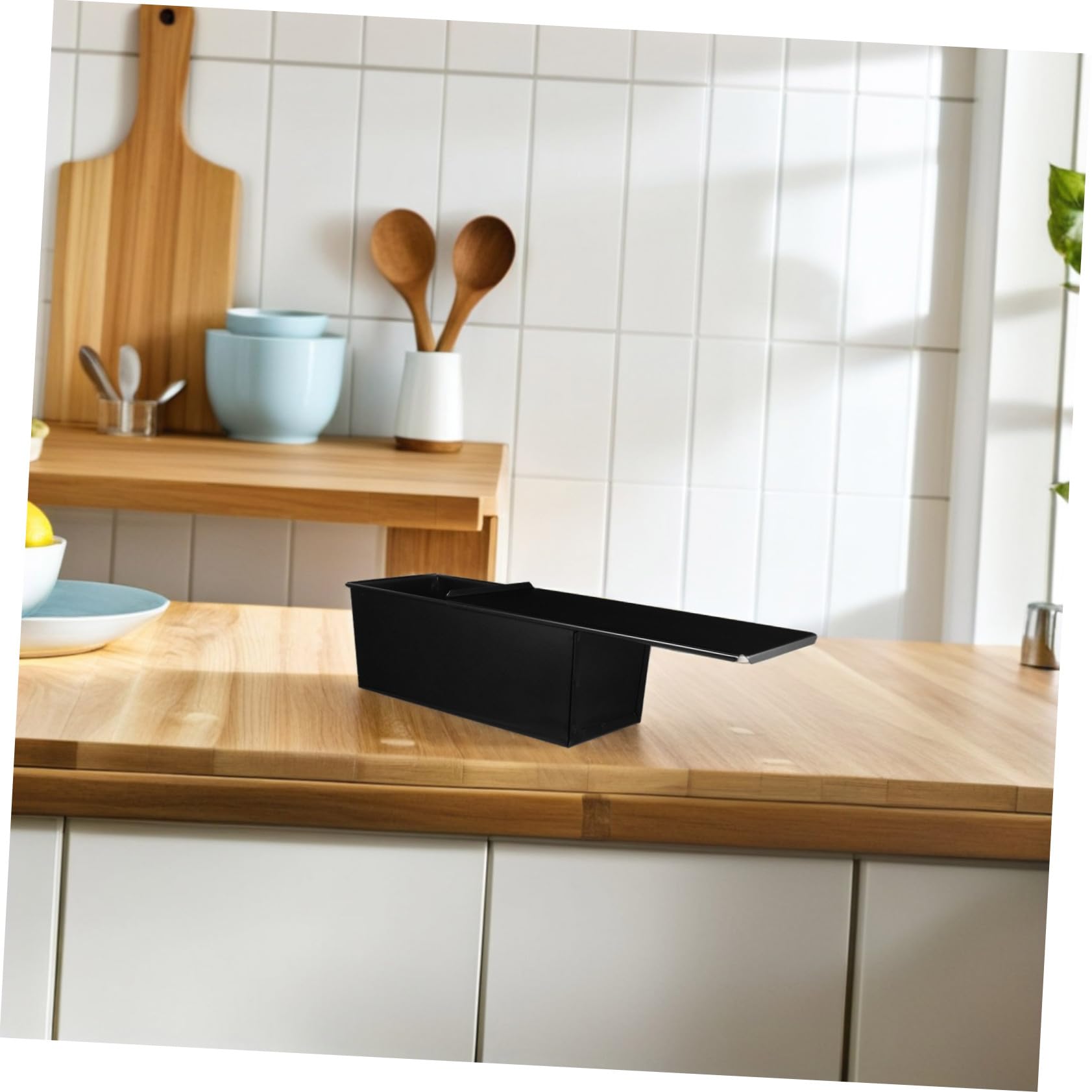 VICASKY Moule à Pain de Mie Noir avec Couvercle, Boîte à Toast en Métal 1000g, Facile à Nettoyer, Cuisson Pain à Cuisine