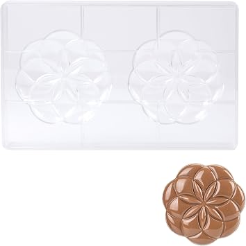 Martellato 21MA2030 Clear BPA-Free PETG Chocolate Mold with 2 Flower-Tablet Cavities 109mm x 107mm x 12.5mm High