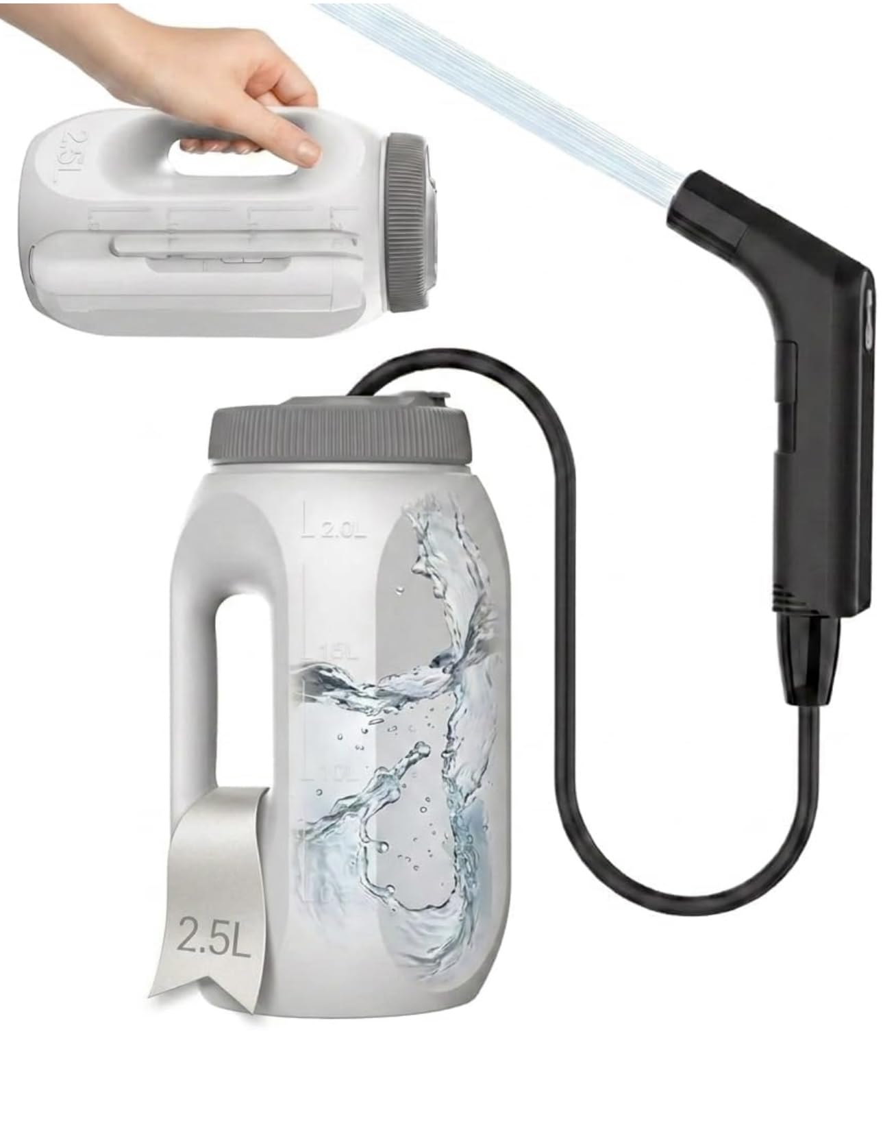 Portable Bidet for Travel & Camping – Electric High Pressure Rechargeable Bidet for Women & Men | 2.5L Bottle | 1300ML/Min Flow | USB-C | 800mAh Battery | USA Brand – Spray Mate