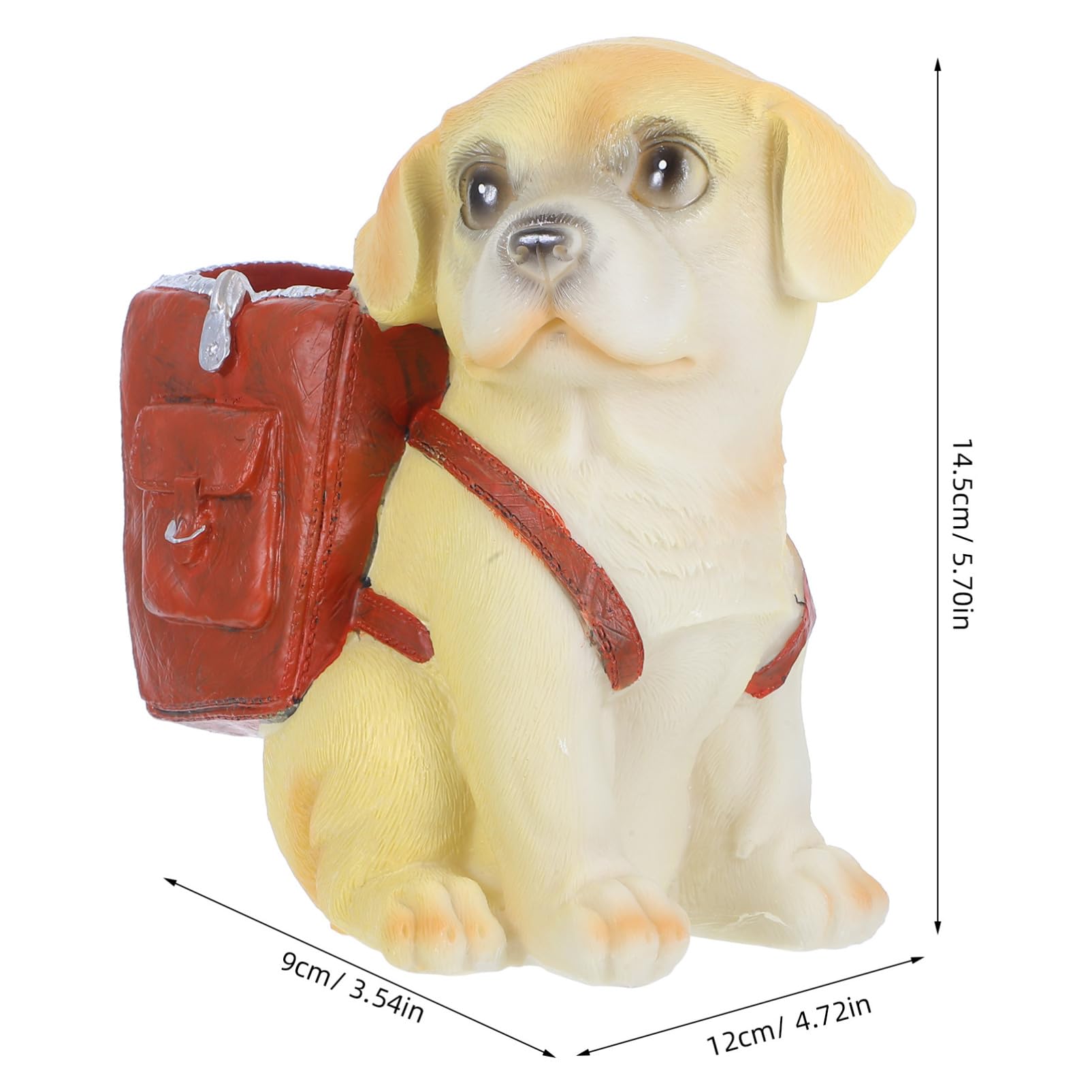 Portalápices Pequeño de Resina Forma de Perro Marrón