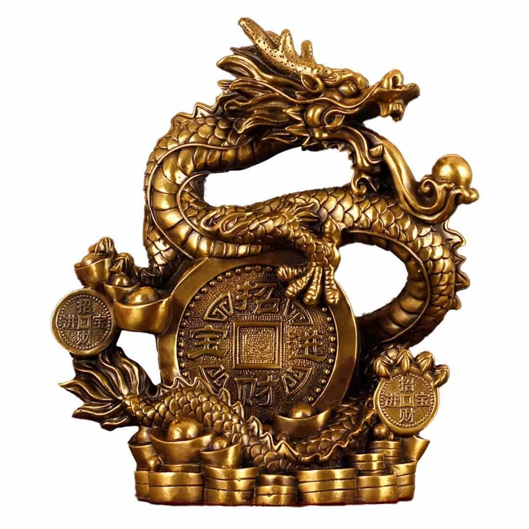 Amazon.co.jp: AiO JAPAN Feng Shui Dragon Extra Large Coin Dragon Metal  Figurine Dragon Entrance Feng Shui Goods : Home & Kitchen