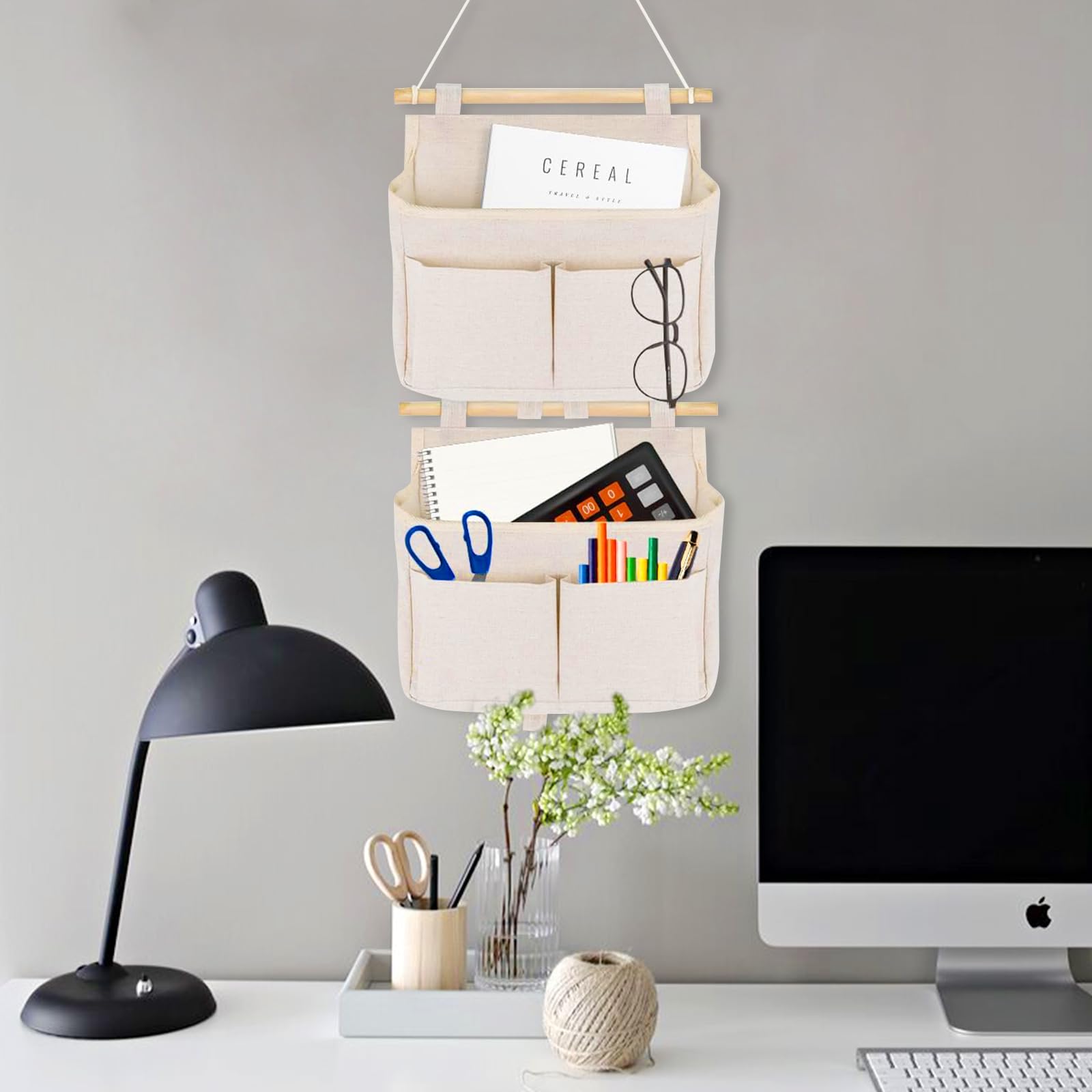 Sac De Rangement Mural, 2pcs Sac à Suspendre Organisateur De Poche (Gris