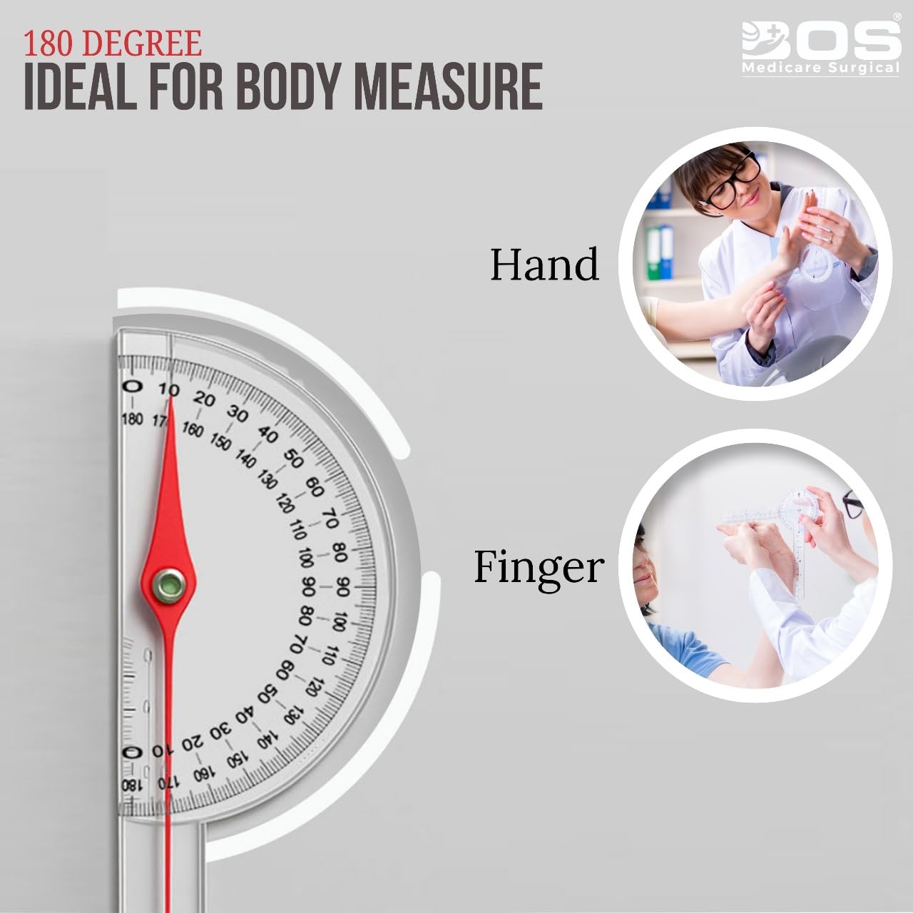 Bos Medicare surgical® | Plastic Transparent Goniometer | Goniometer Protector Set | Medical, Measuring Tools | Joint Angle | ROM | Physiotherapy & Orthopedic Assessment (Complete Set Of 3 Pcs) - Image 3 thumbnail