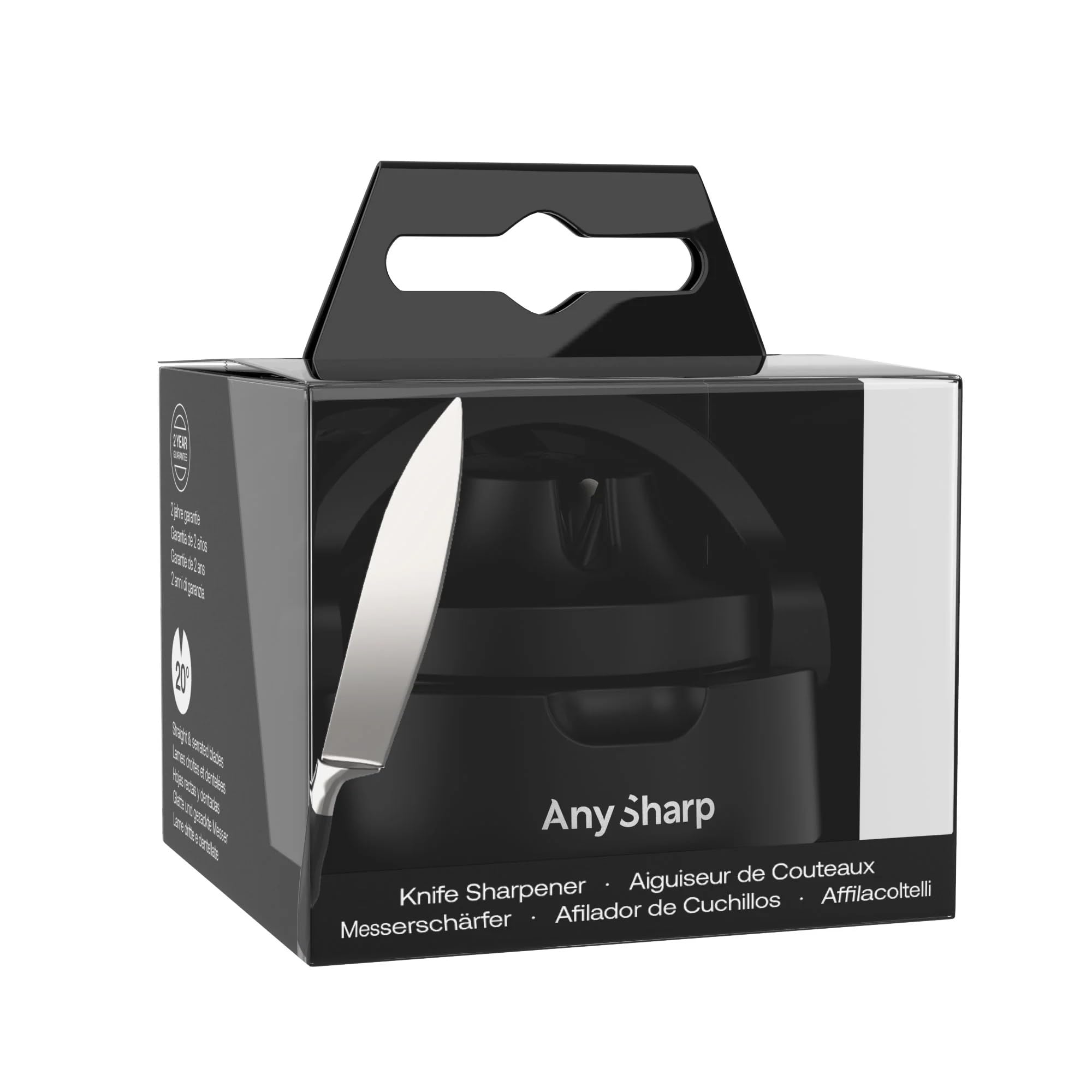 AnySharp Knife Sharpener, Hands-Free Safety, PowerGrip Suction, Safely Sharpens All Kitchen Knives, Ideal for Hardened Steel & Serrated, World's Best, Compact, One Size, Silver — view 35