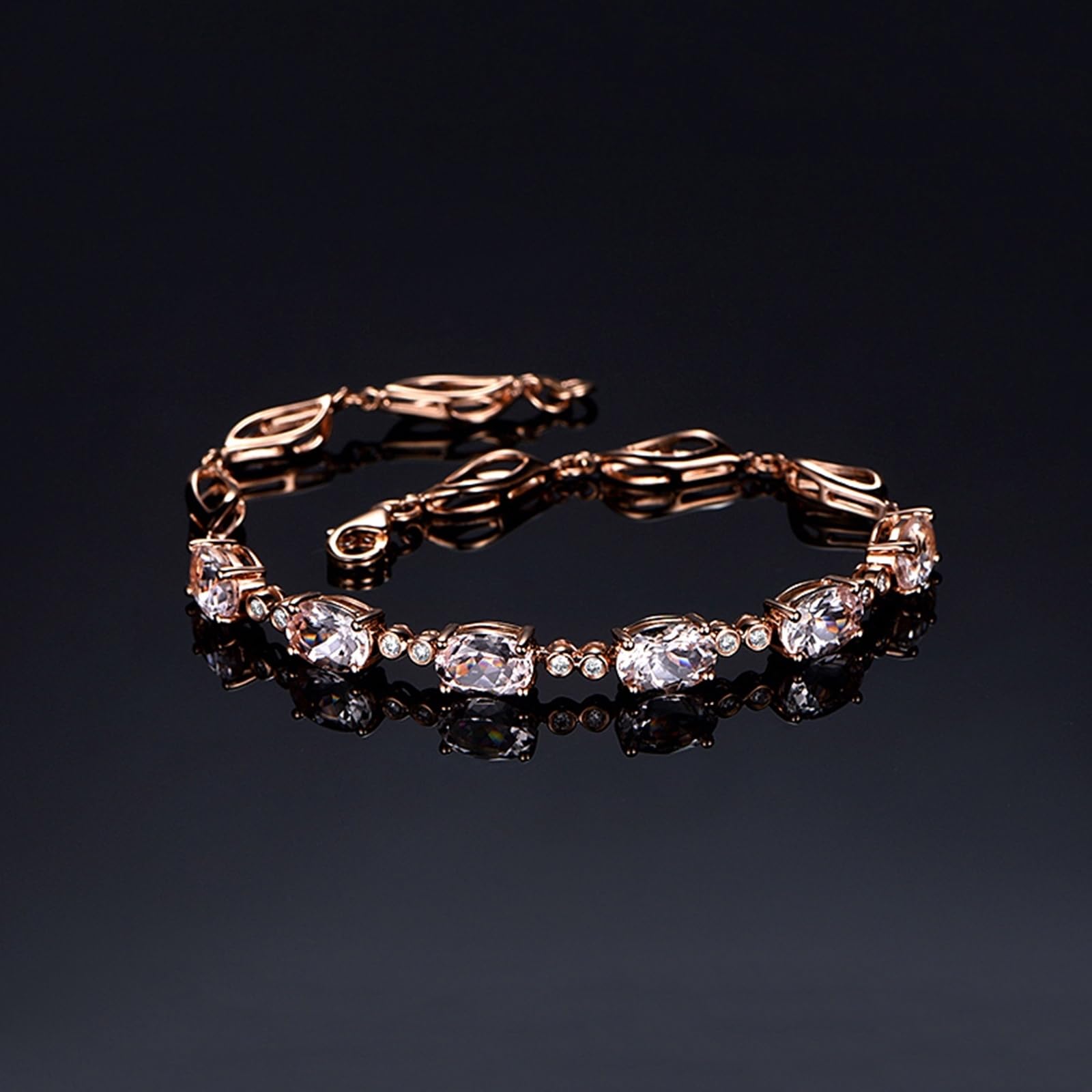 Bransoletka damska z różowego złota 18k/14k/9K, bransoletka Morganit damska 5,15 ct i diament, długość 16-20 cm