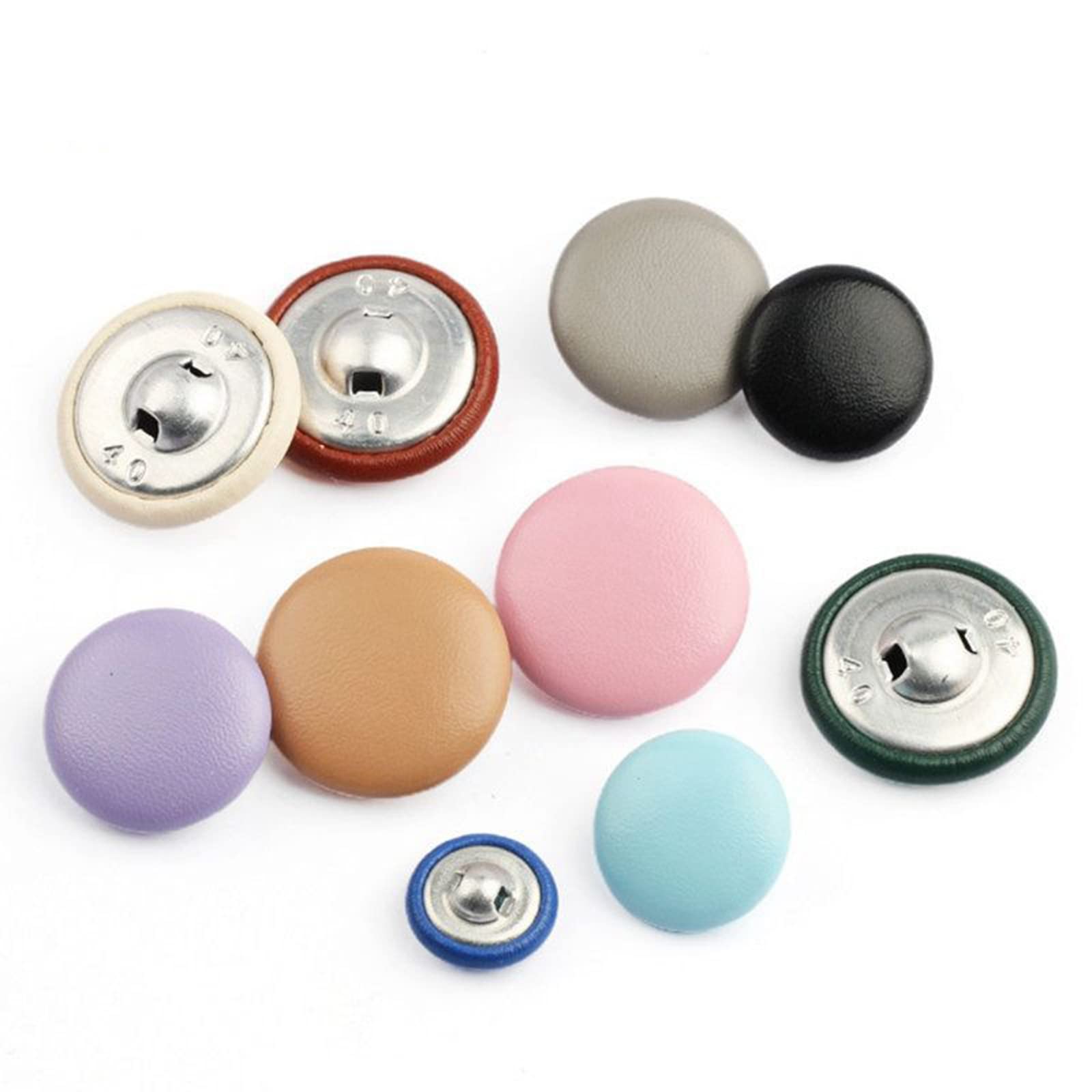 zabytkowe guziki, Guziki 20 szt. 11-28 mm, obszyte skórą, do marynarki, ozdobne, z okrągłą klamrą, akcesoria szycia(Khaki,23mm)