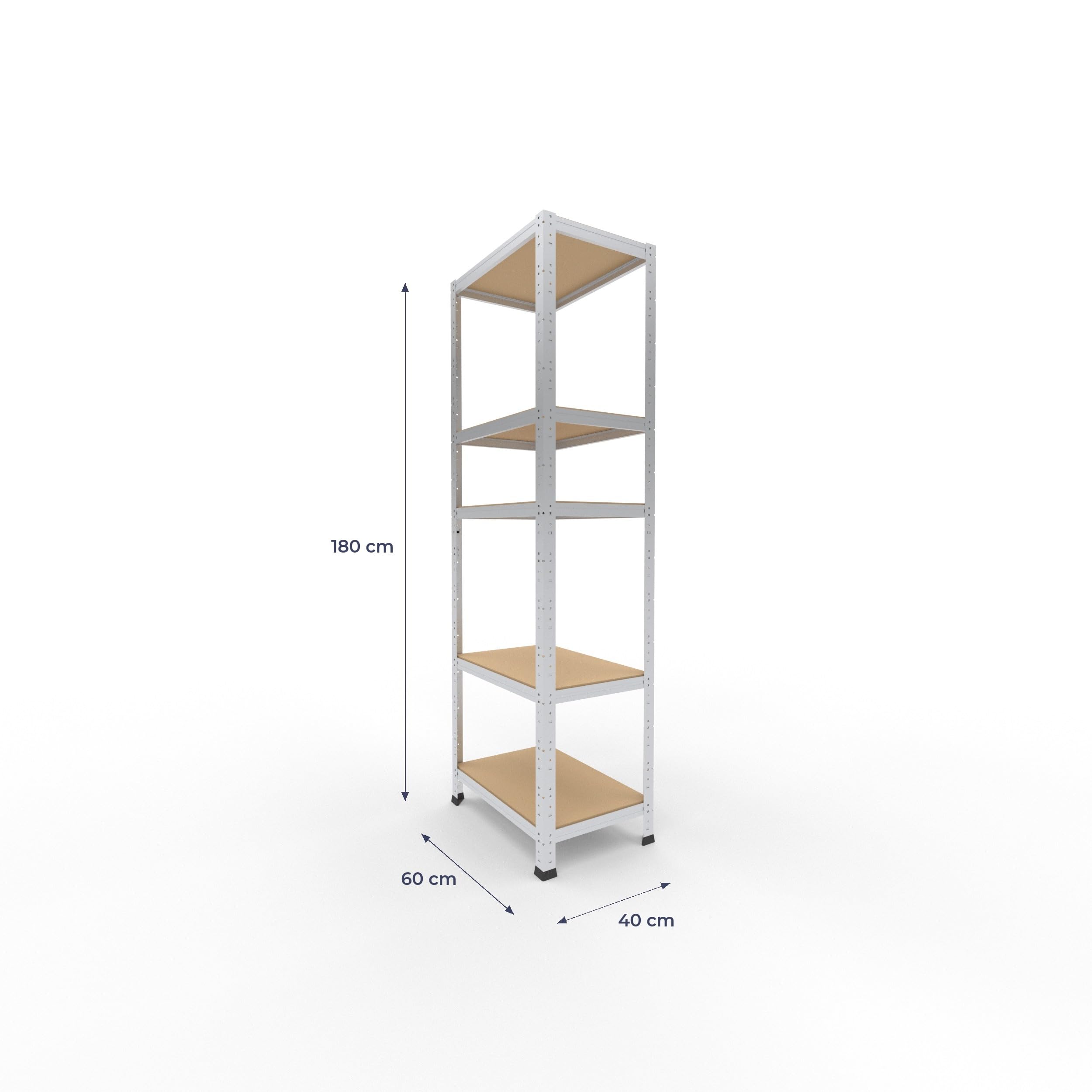 shelfplaza Home 180x40x60 cm Schwerlastregal in verzinkt mit 5 Böden und 175 kg Traglast pro Boden