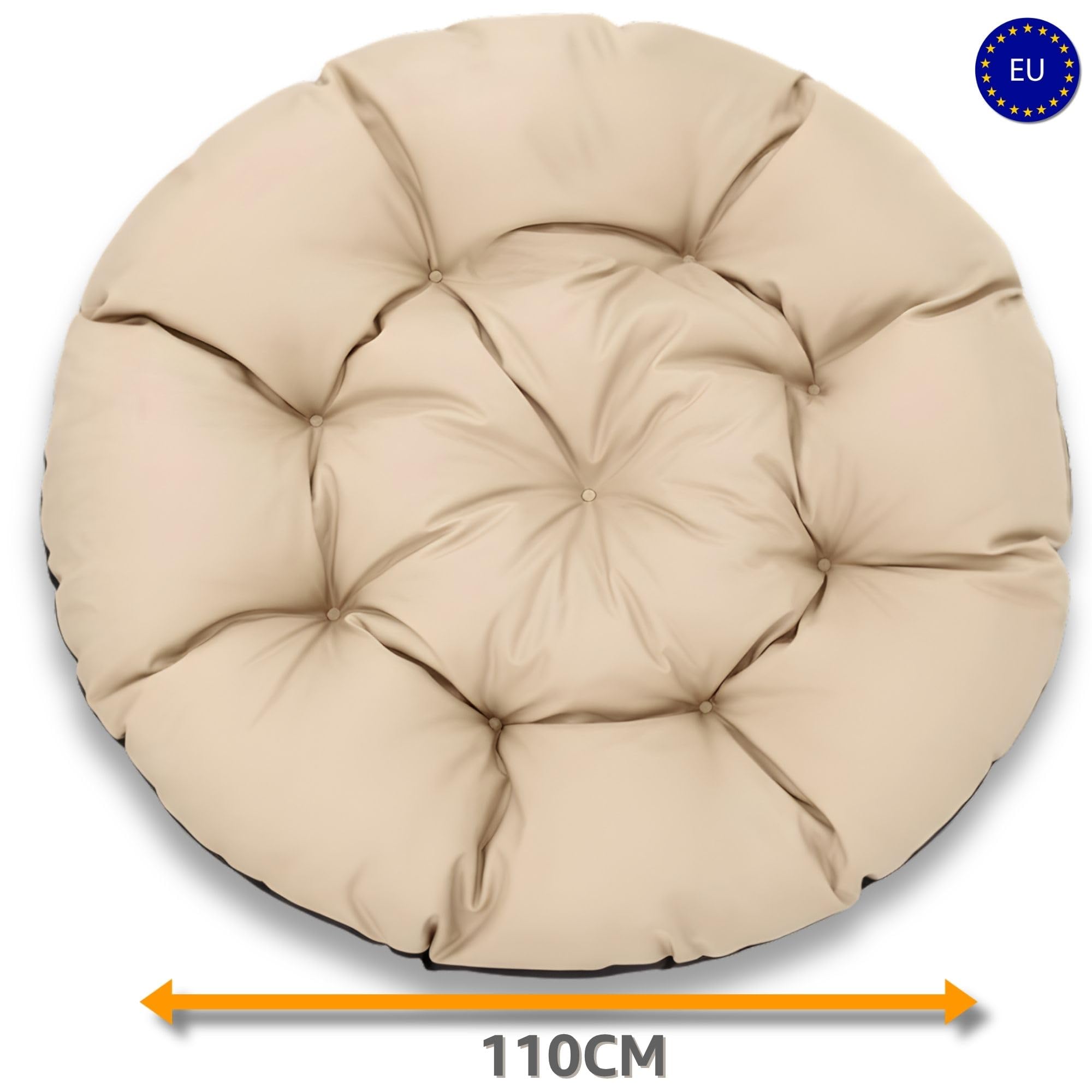 Amazinggirl Cuscini rotondi per sedia rattan e poltrona sospesa 110 cm - Cuscino poltrone da giardino sedie per dondolo rotondo enterno e interno Blu jeans lino ecologico