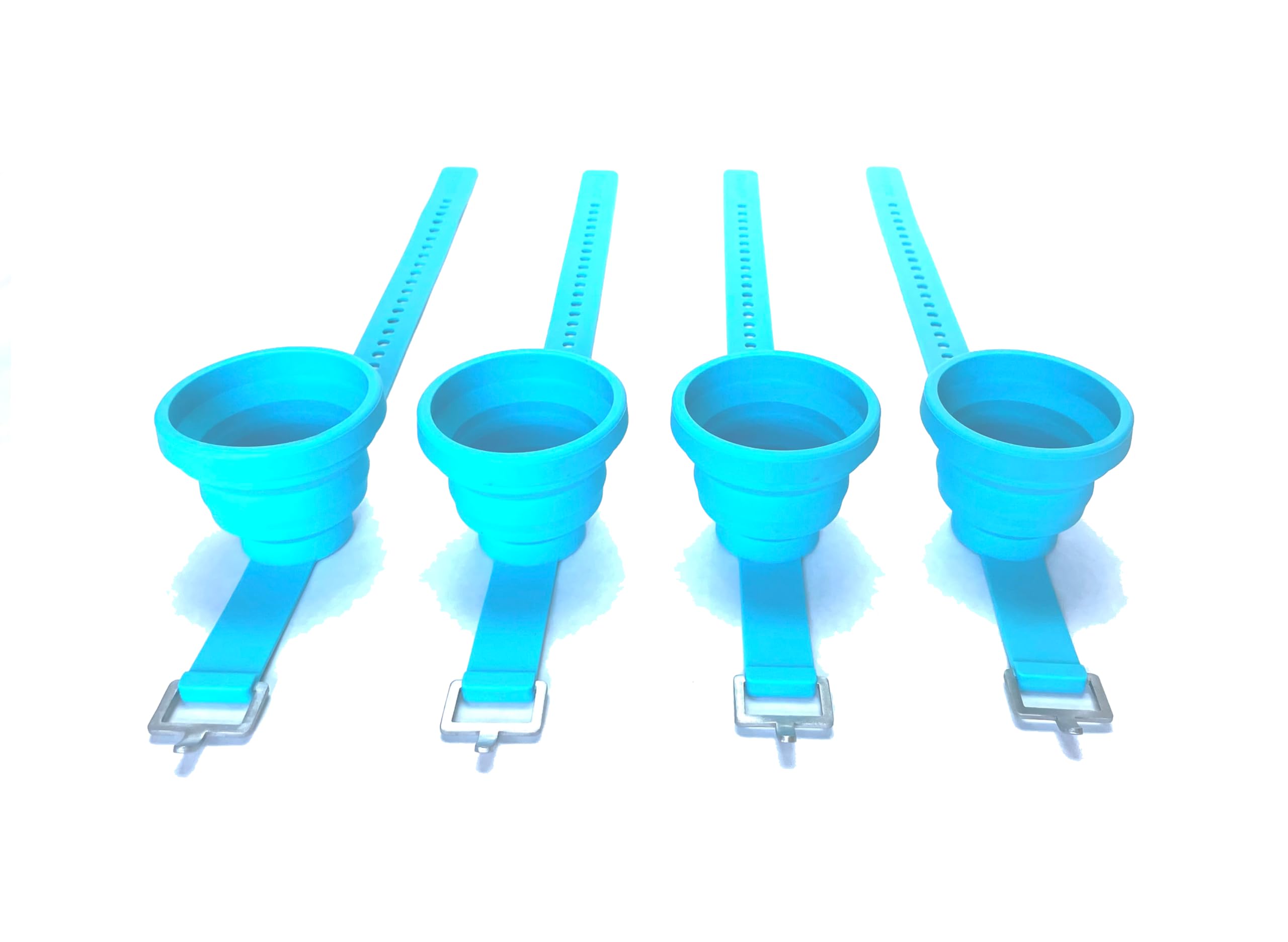Collapsible and Portable Shot Ski Kit - 4-pack w/ carrying pack. Silicone cups with an adjustable strap that turn any object into a "shot ski"