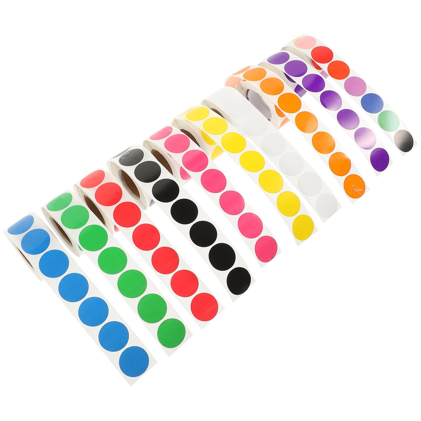 ULTECHNOVO 10 Pezzi di Etichette Adesive Colorate Rotonde in Carta Patinata, Autoadesive e Portatili, per Etichettare e Organizzare Ufficio o Scuola 500 Pezzi per Rotolo Colore Casuale