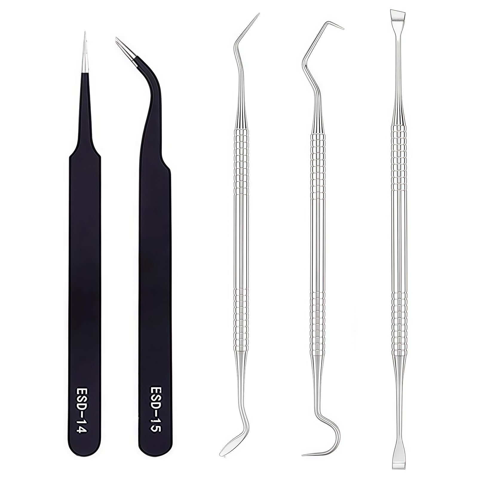 5 pezzi in acciaio inox per erbacce in vinile, cartoncini in vinile, kit per lavori creativi con gancio curvo, spatola, pinzette, per scritte in vinile, sagome e cammei scrapbooking