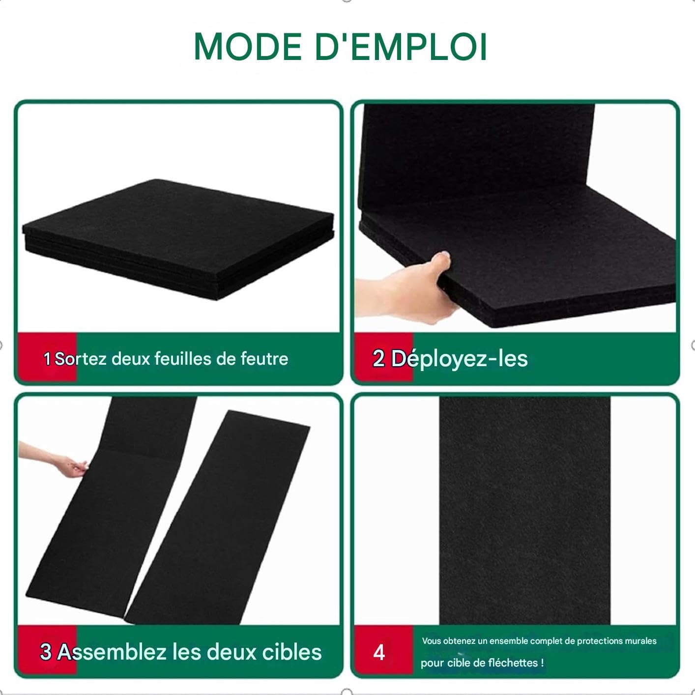 Protège-Murs pour Fléchettes | Protection Pliante de Jeu de Fléchettes - Grande Noire d'Arrière-Plan pour Salle de Classe Bureau Garage Extérieur