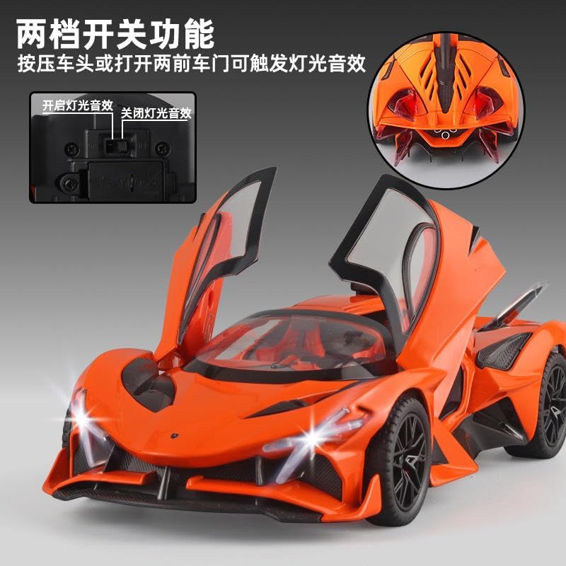 Image of 1:24 Big Size Apollo EVO Scale Model Car - Exclusive Alloy Metal Pull Back Die Cast Car Toy with Openable Doors, Light & Music - Best Gifts for Kids【Colors as Per Stock】