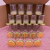 flaschenbauer.de 24er Set Sturzgläser 230 ml inkl. goldene Twist Off Deckel TO66 zum Einmachen von Suppen, Babynahrung, Dips oder zur Aufbewahrung von Tee und Kräuter