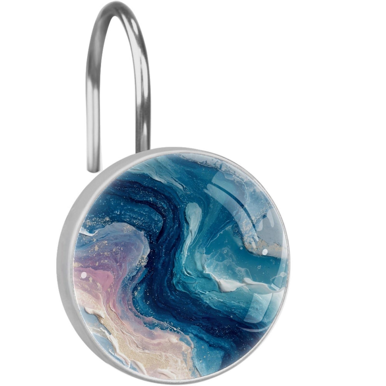 VAPOKF Shower Curtain Hooks, 12PCS Fluid Marble Shower Curtain Hook for Bathroom Decors Home Bedroom