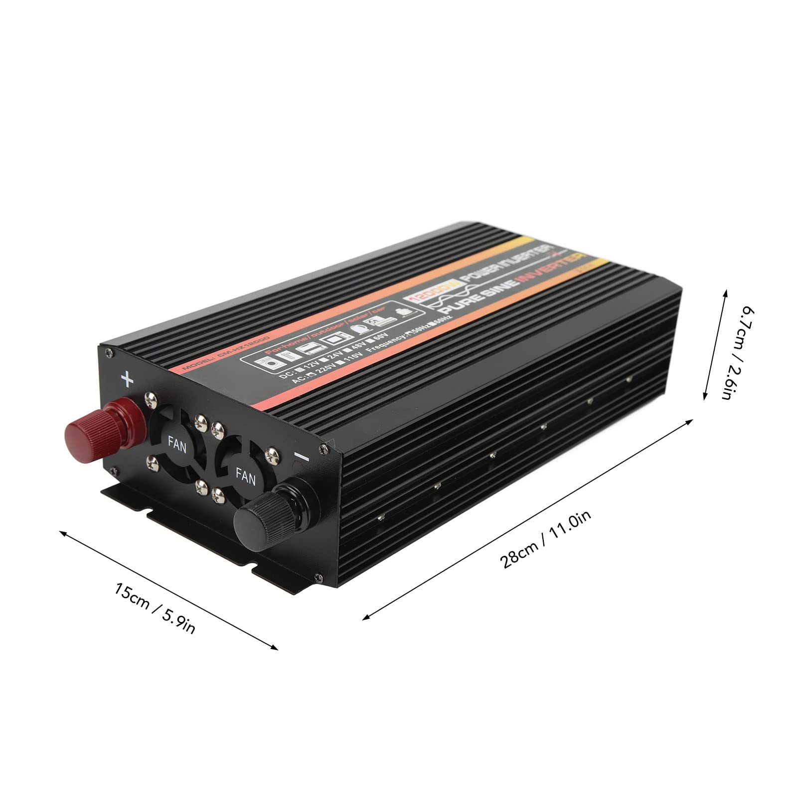 Protezione Intelligente Ad Alta Efficienza con Inverter a Onda Sinusoidale Pura da 2000 W per e Yacht in Lega di Alluminio 28x15x6,7 Cm (DC48V)