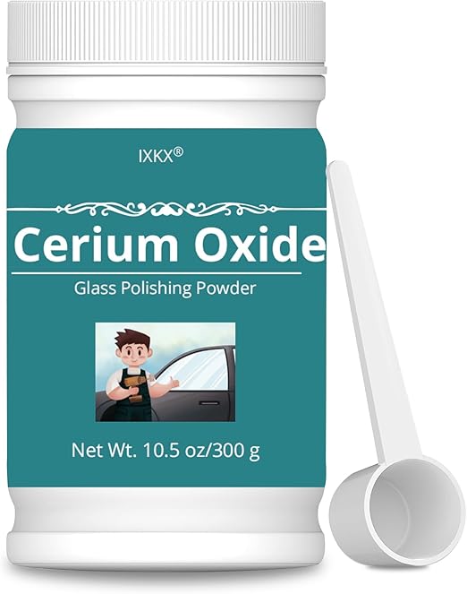 10.5oz Cerium Oxide Glass Scratch Remover, Professional Glass Polishing Compound for Windshield, Glass, TERO >99%, Faint Yellow, 1 Microns