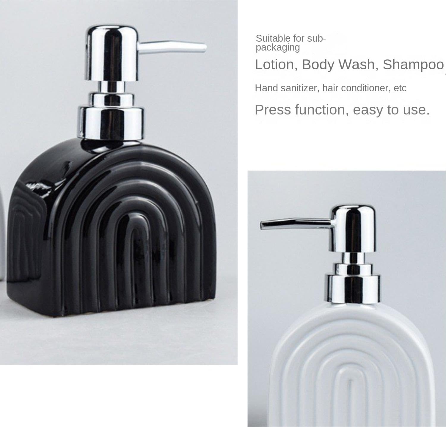 Dispensador de Jabón Líquido Dispensador De Jabón Líquido Rellenable Cerámica For Baño Y Cocina, 2 Unidades Botellas de Aseo