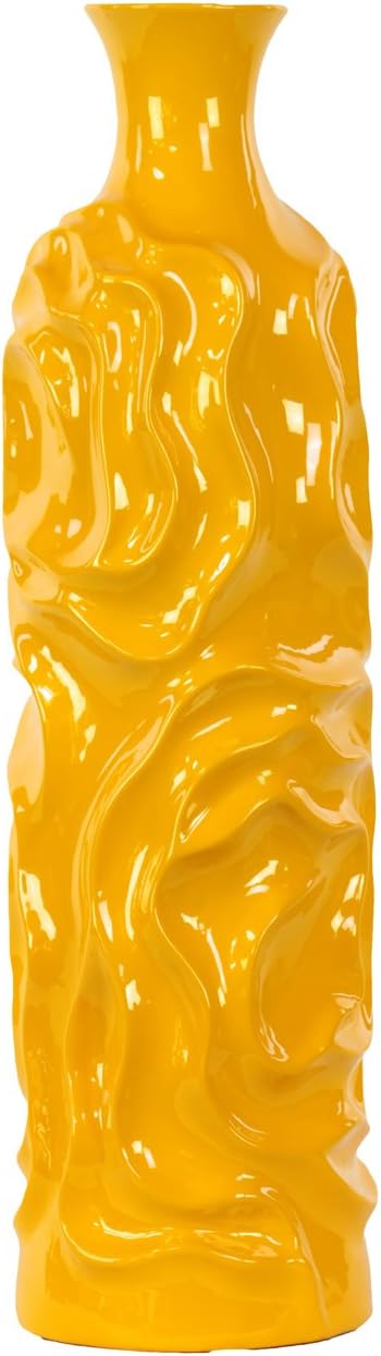 Urban Trend Collection Ceramic Decorative Orange Cylindrical Vase, decor center piece for home decor Vase for living room, table, office decor: 5.25"x5.25"x19.50"H
