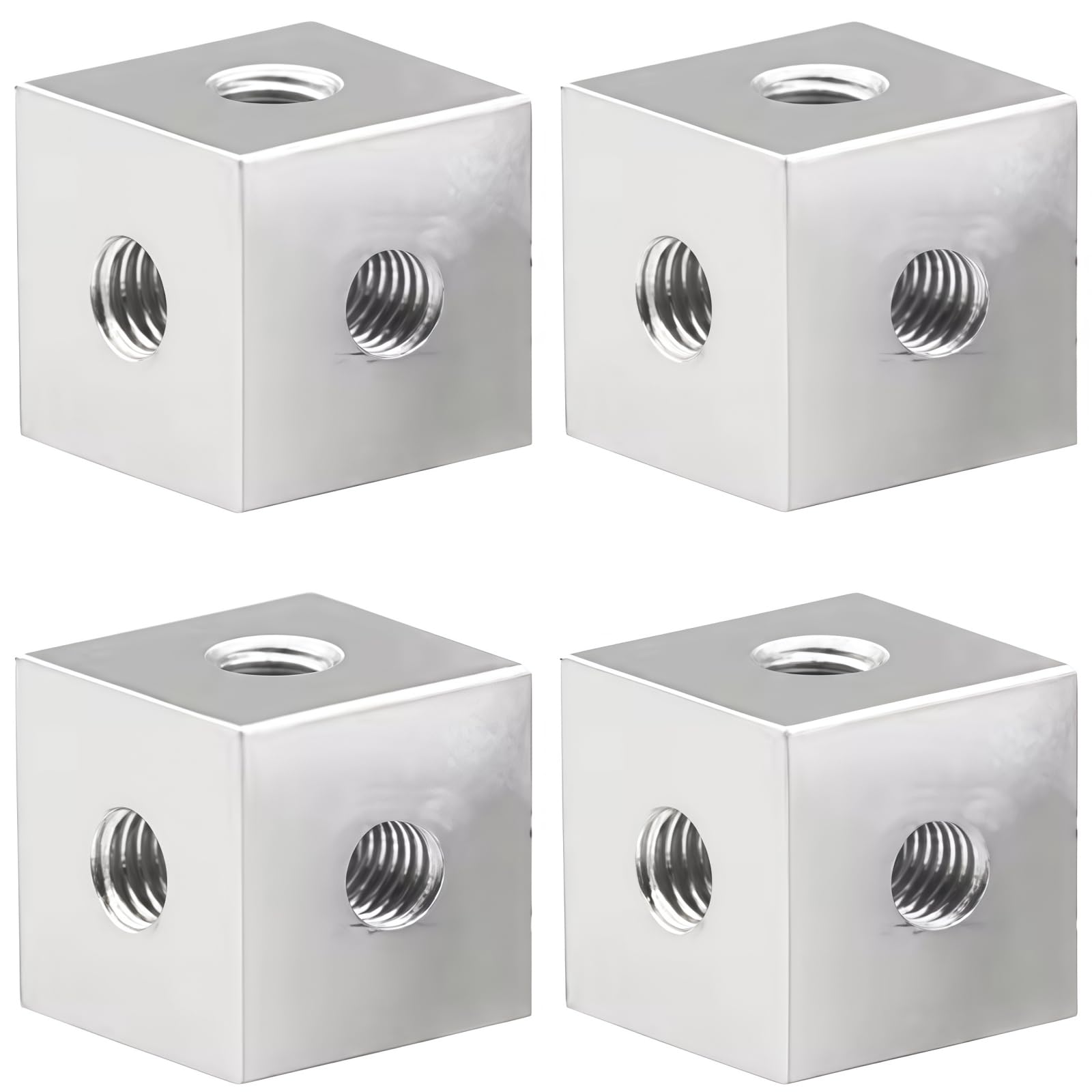 MiJunHD 4Pcs M6x20x20x20mm Cube Connector Aluminum Alloy Profile Hexagonal Square Fixing Block Six-Sided Nut for Acrylic Sheet Hardware Lighting Fixing Bracket DIY Projects Silver