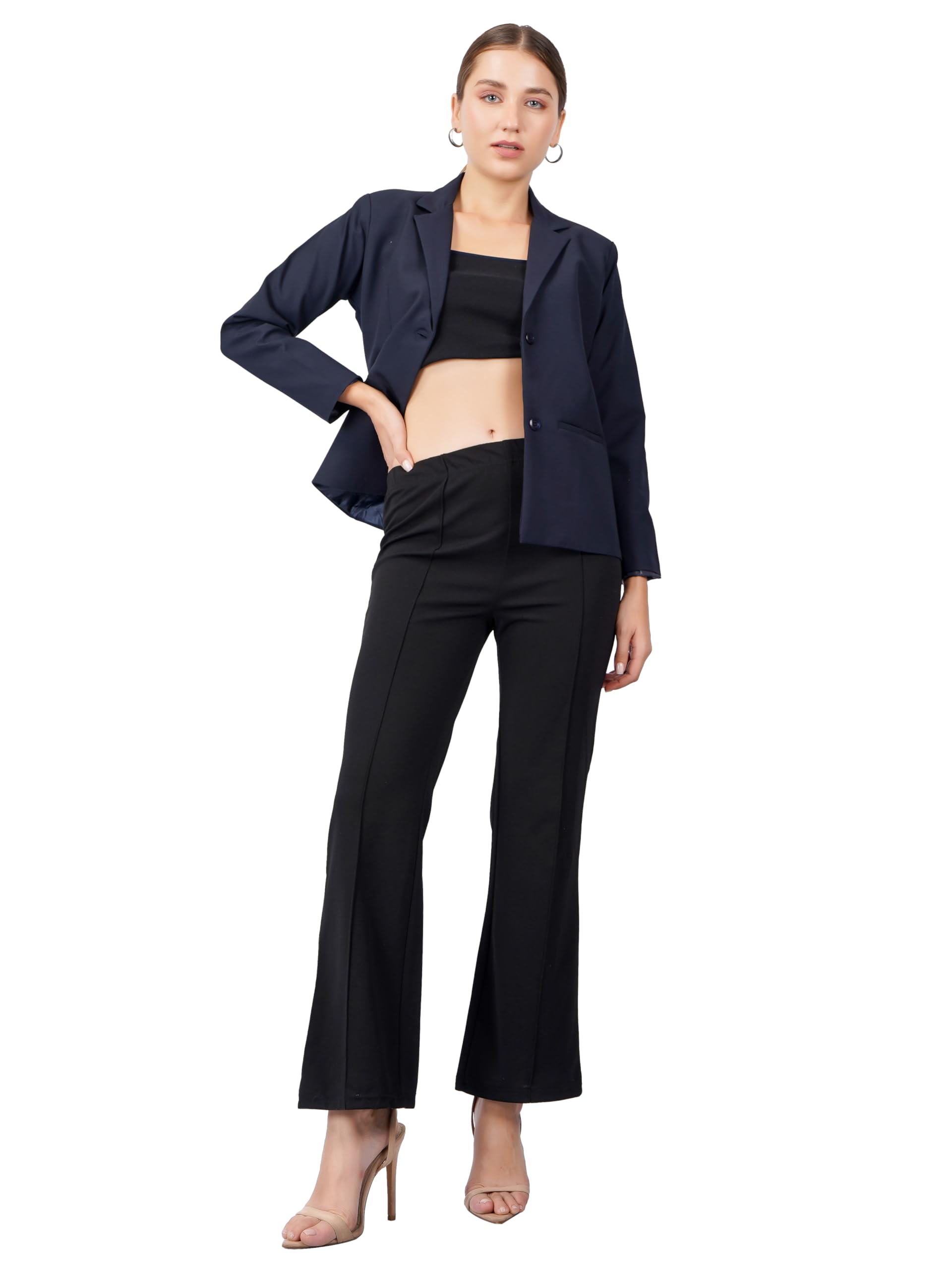 Women's Formal Cotton Blazer | Single-Breasted, Button Closure, Long Sleeves Blazer for Girls | Professional Outfit for Office & Meetings