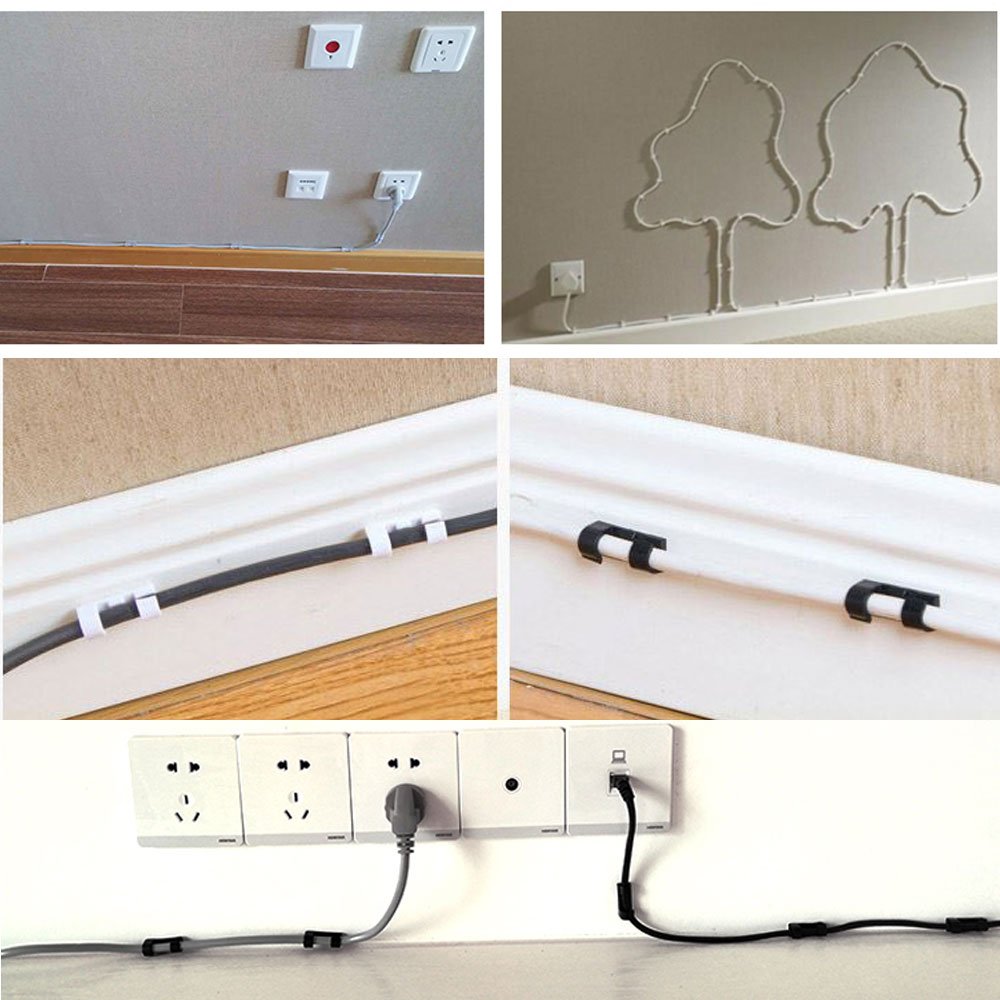 [60Pcs/3Pack]Clips de Cable y organizador de cables con adhesivo 3M. Organizador de cable para mesa y retenedor de cables de computadora, cables eléctricos, cables de cargador, o cables de mouse