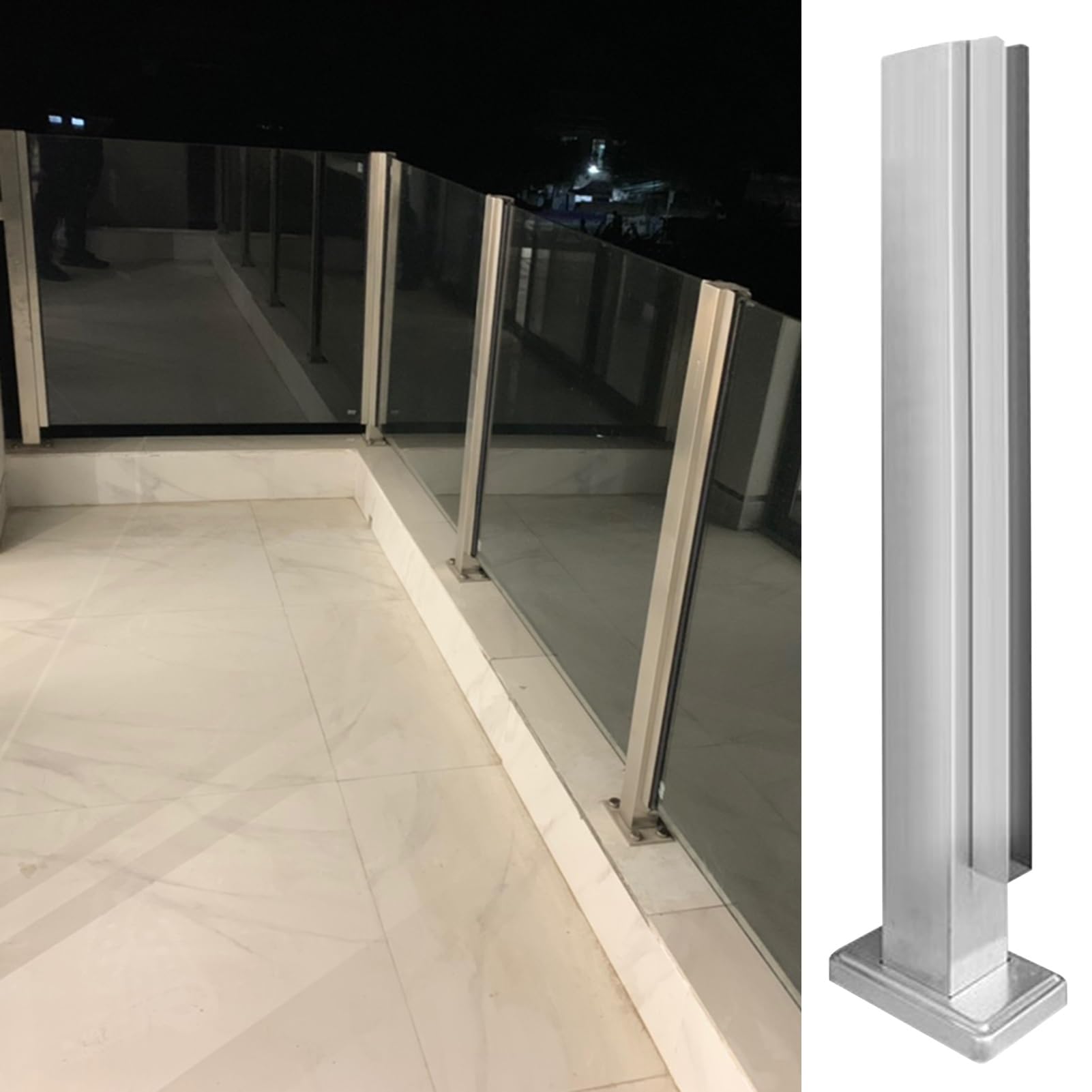 Poteau de garde-corps en verre brossé 100 cm kit de sécurité rigide