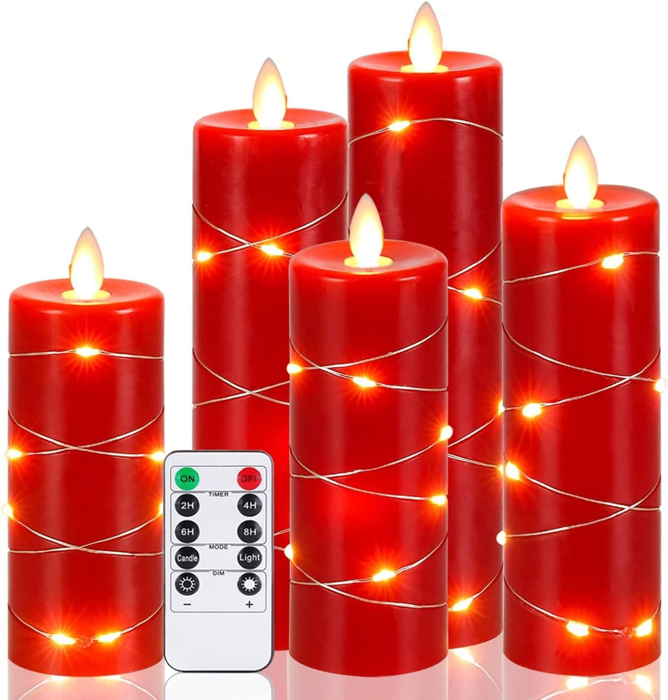 Flameless Candles with Embedded String Light Indoor Electric Candles