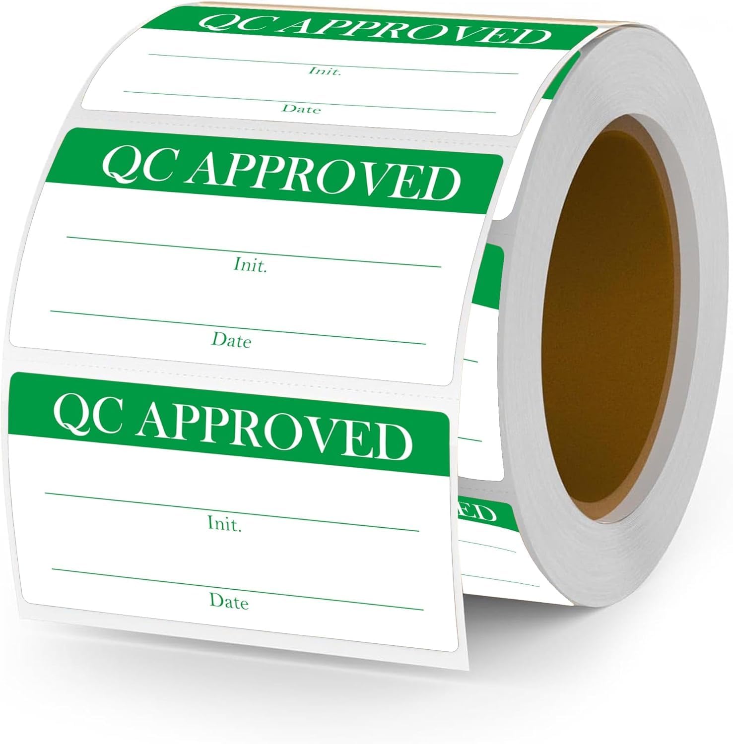 500 QC Quality Control Approved Labels 2x1 Inch Green Inspection Stickers