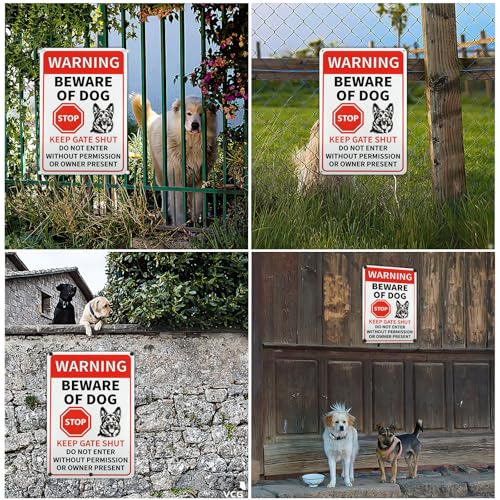Beware of The Dog Sign,Dog Signs for Gates Outdoor Tin Signs Keep Gate Shut,7.9 x 11.8 Inches Dog Warning Sign with Screws Cable Ties Rust Weatherproof UV Resistant for Fence Door Gate Wall - Image 6