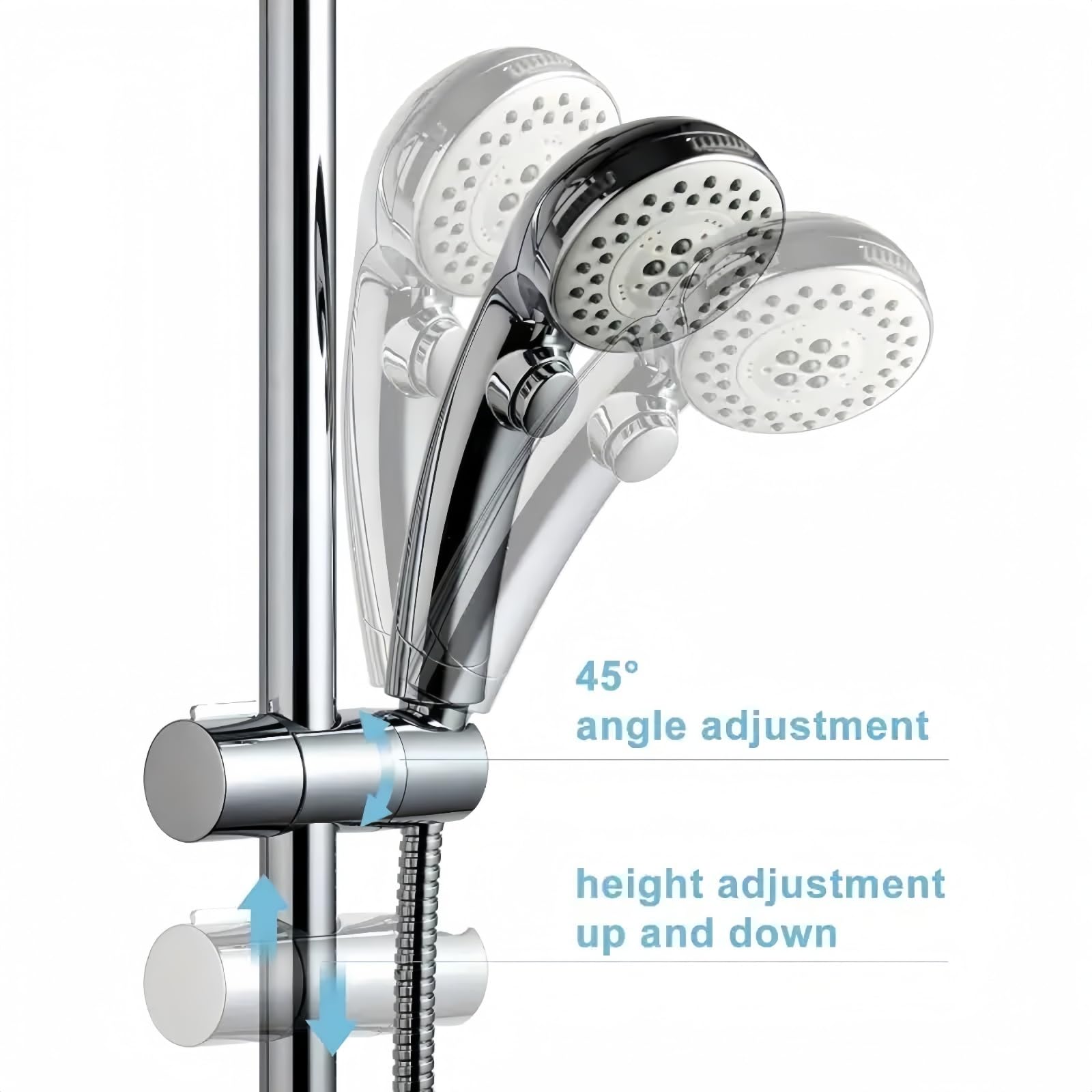 Universal Adjustable Shower Head Holder,Shower Head Holder for Sliding Bar Shower Riser Rail Kit,Shower Bracket,Shower Hose Holder,Shower Riser Rail Slider,Shower Rail Slider,Replacement Shower Clamp - Image 3