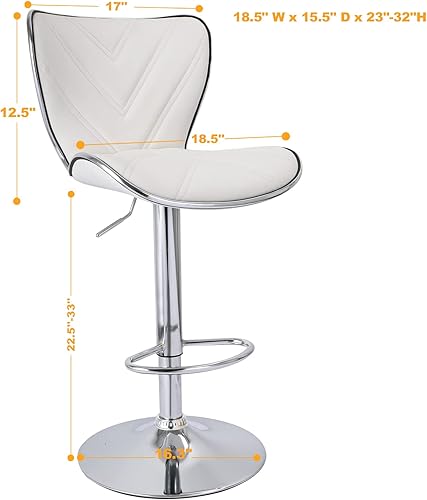 Miniatura 3 de JONAFORS Taburetes de bar giratorios ajustables de alta calidad, taburetes de bar de encimera de cocina, de piel sintética, acolchados con espalda,