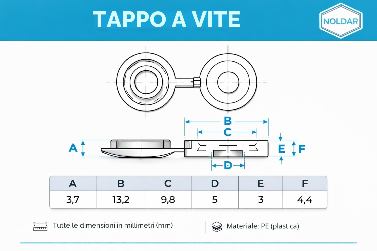 Coprivite incernierato in plastica bianco 100 pezzi