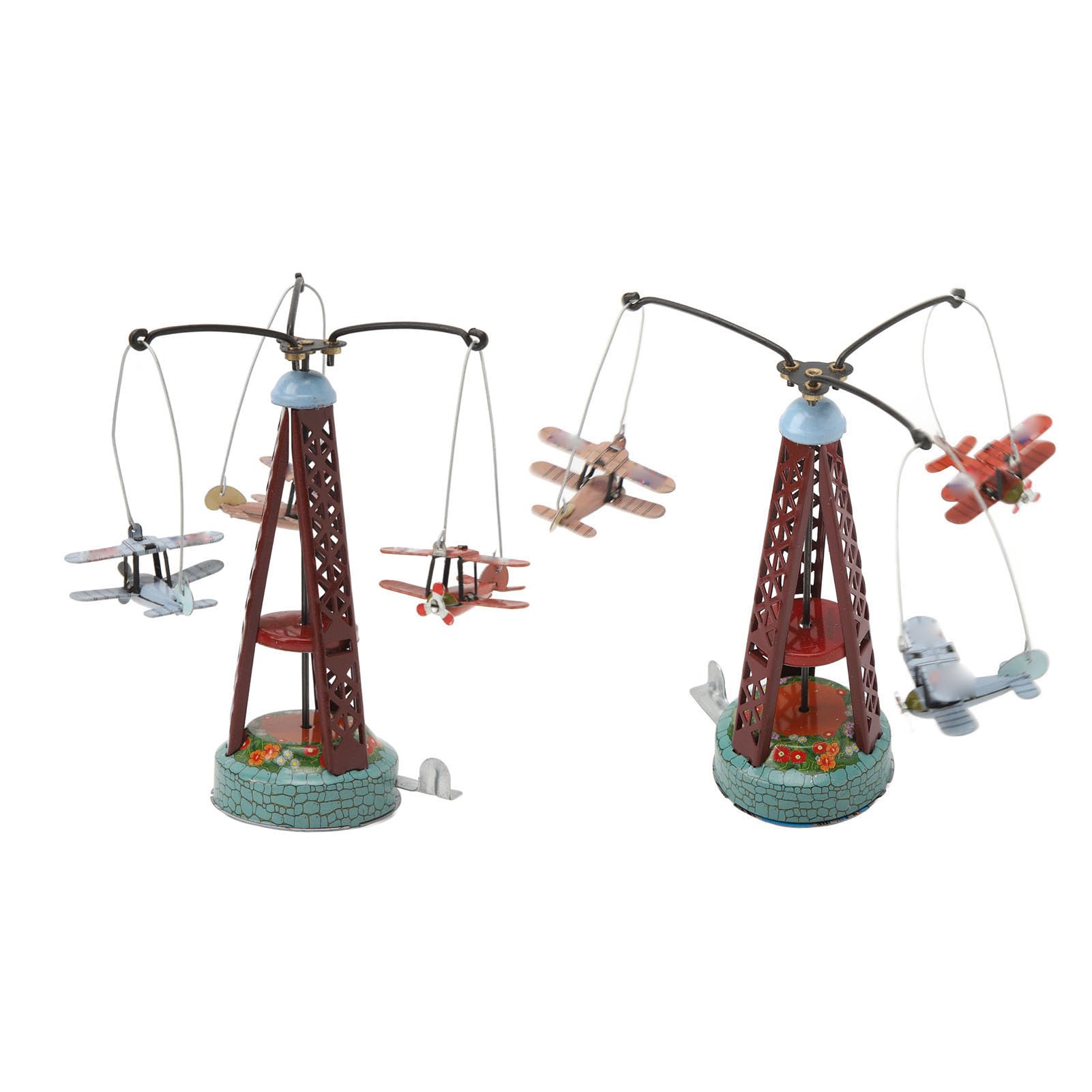 VGEBY Doppeldecker Rotierendes Spielzeug aus Weißblech, Nostalgie, Rotierendes Flugzeugspielzeug, Doppeldecker-Ornament