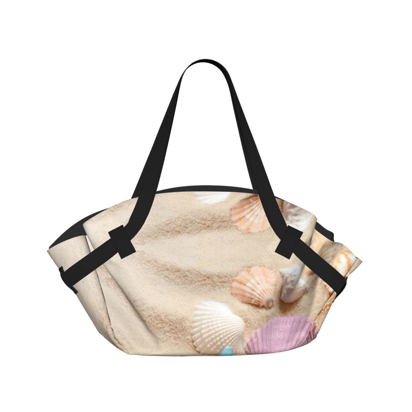 WYCZHY Seashells Starfish Printed Foldable Round Picnic Blanket Converts to Carry Bag, 37in Mat for Camping Date Night