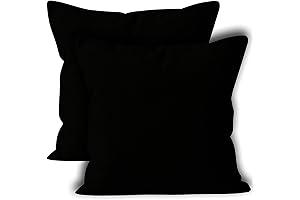 Cotton Canvas Throw Pillow Covers Black 20x20 Set of 2