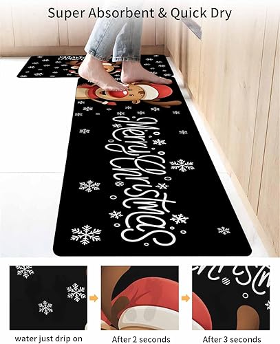 Miniatura 4 de Tapete de baño de Feliz Navidad, antideslizante, de secado rápido y absorbente, tierra de diatomeas, fregadero de cocina, lavable, tapete de