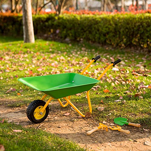Kinbor Kids Wheelbarrow and Garden Tools, Tools in Garden for Toddlers, Kids