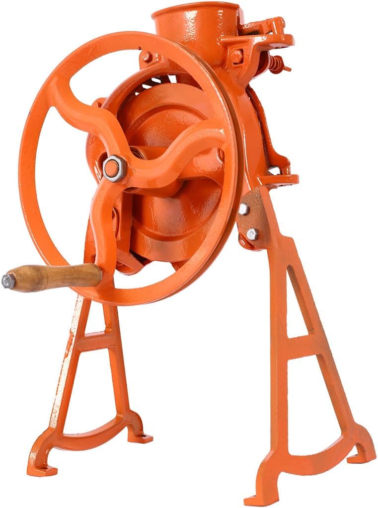Corn Sheller Hand Crank, Heavy Duty Manual Corn Thresher with Stand and Wooden Handle, Dry Corn Sheller Heavy Duty Iron Corn Shelling Machine for Small Farm and Household Usage