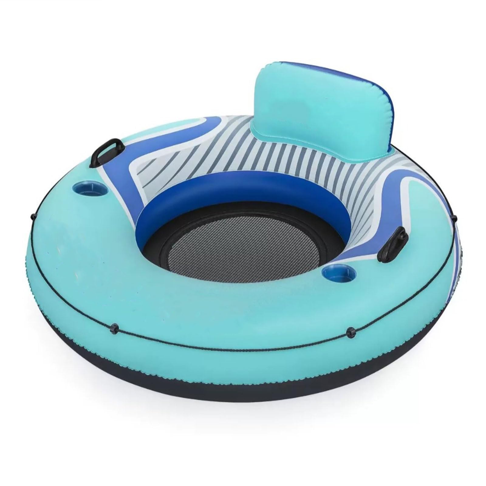 Bouée Gonflable pour rivière,bouée de Piscine Adulte,Robuste,135cm,pour Rafting sur la Plage Le lac,avec Fond en Maille,2 Porte-gobelets 2 poignées de Maintien,capacité de Charge de 175kg