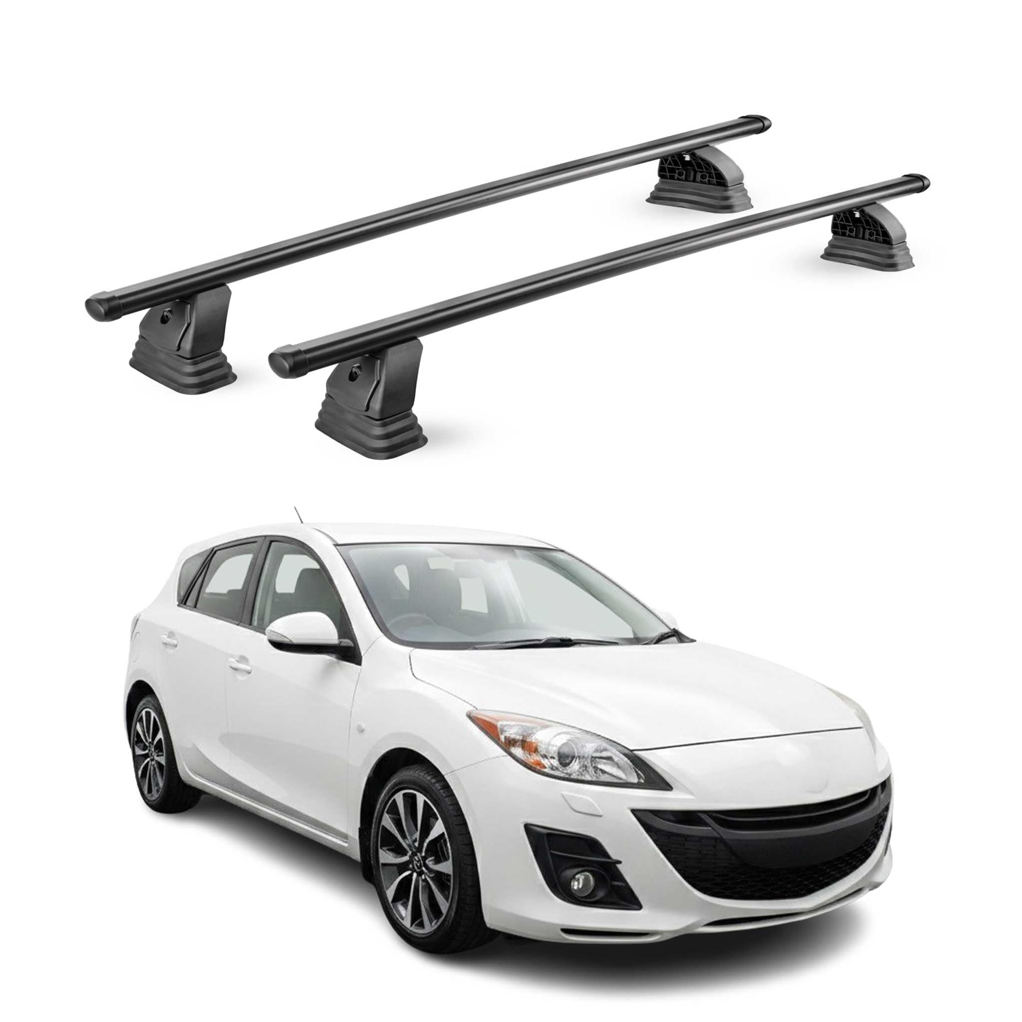 OMAC Barres de Toit transversales en Acier pour Kia EV6 2021-2026 – TÜV/DIN 75302:2019 – Antivol Inclus – Rainure en T (Accessoires) – Charge Max 75 kg – 2 Barres – Noir