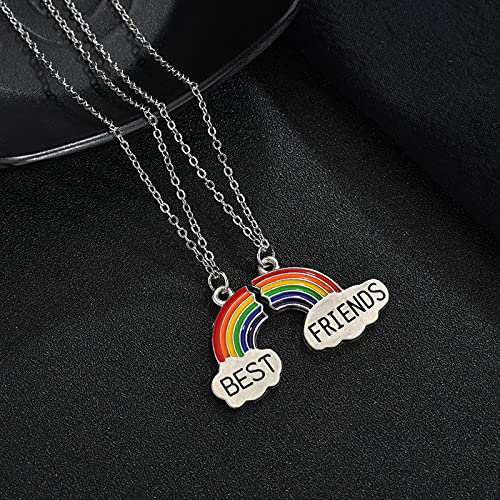 Christmas Birthday Gifts For Best Friends Matching Friendship Necklaces For Women Girls Rainbow Cloud Pendant Necklace For Bff Soul Sister Besties Forever Necklace For 2 #TOP1