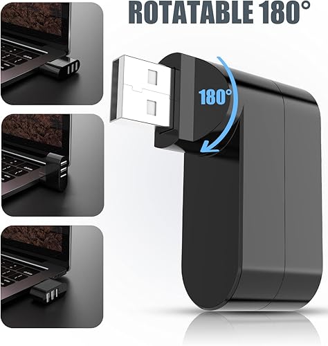 Miniatura 2 de BERLAT - Divisor de puerto USB 3 puertos USB 20 giratorio de 90180 para laptop Xbox Wii PS3 PC MAC Mac Book tablet pestañas consola impresora cámara